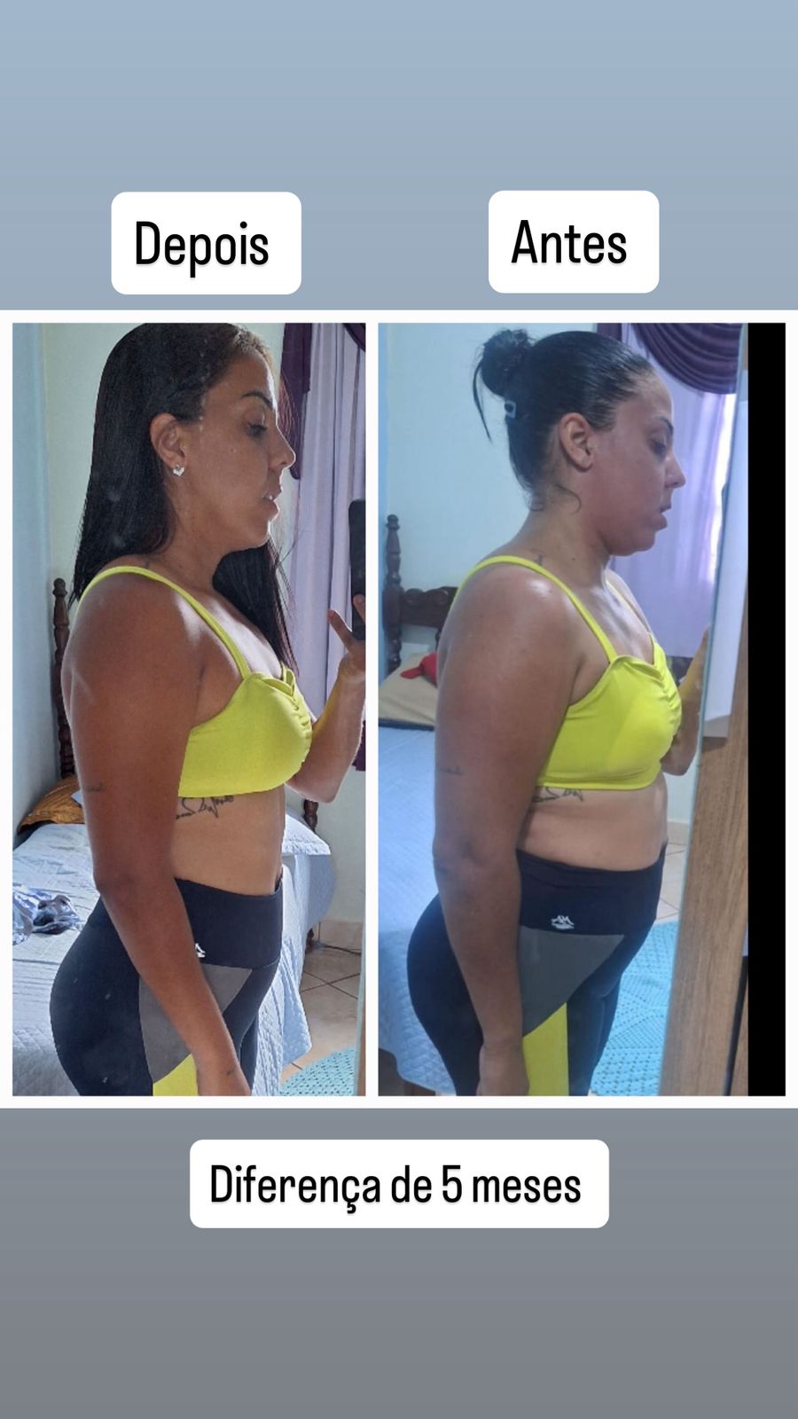 Antes e depois — 5 meses de treinamento